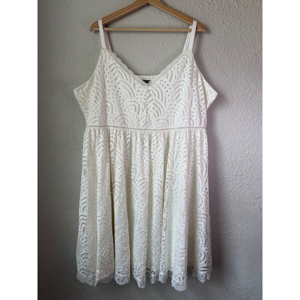 Torrid Ivory Geometric Lace Babydoll Dress Plus Cottagecore White Sleeveless